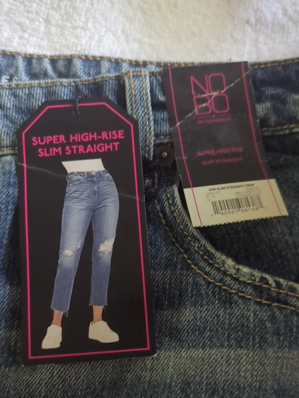 NOBO Distressed Super High Rise Slim Straight Crop Jeans 21